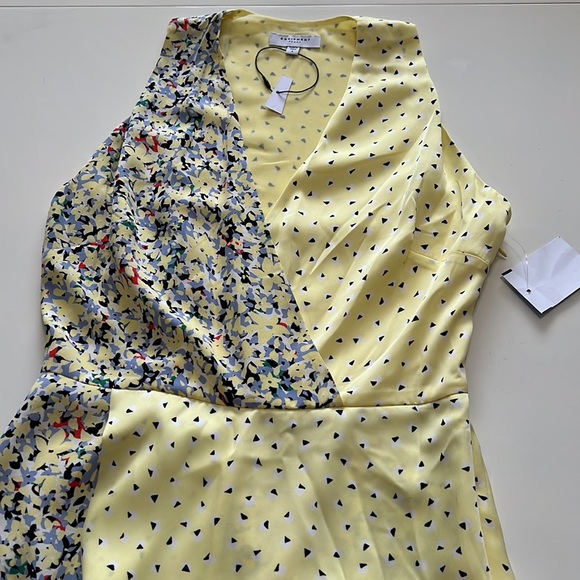 New Equipment Wrap Front Muti Media Silk Midi Dress Yellow Size 4 - Picture 15 of 16